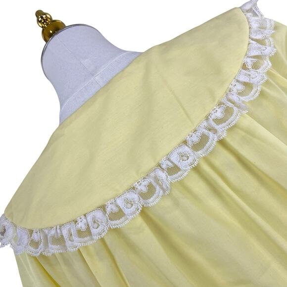 Vintage 60s Smart Time Sunny Yellow Lacy Grandma Housecoat Robe Women's Size 18 - Picture 8 of 10